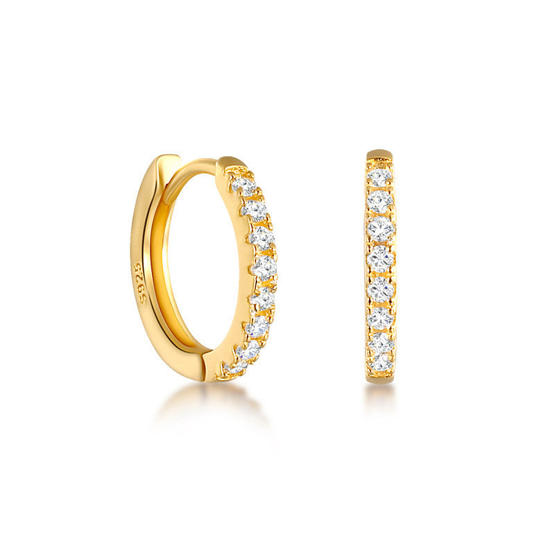 Brincos de argola dourados em prata 925 com zircónia cúbica