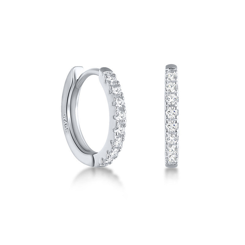Brincos de argola prateados em prata 925 com zircónia cúbica
