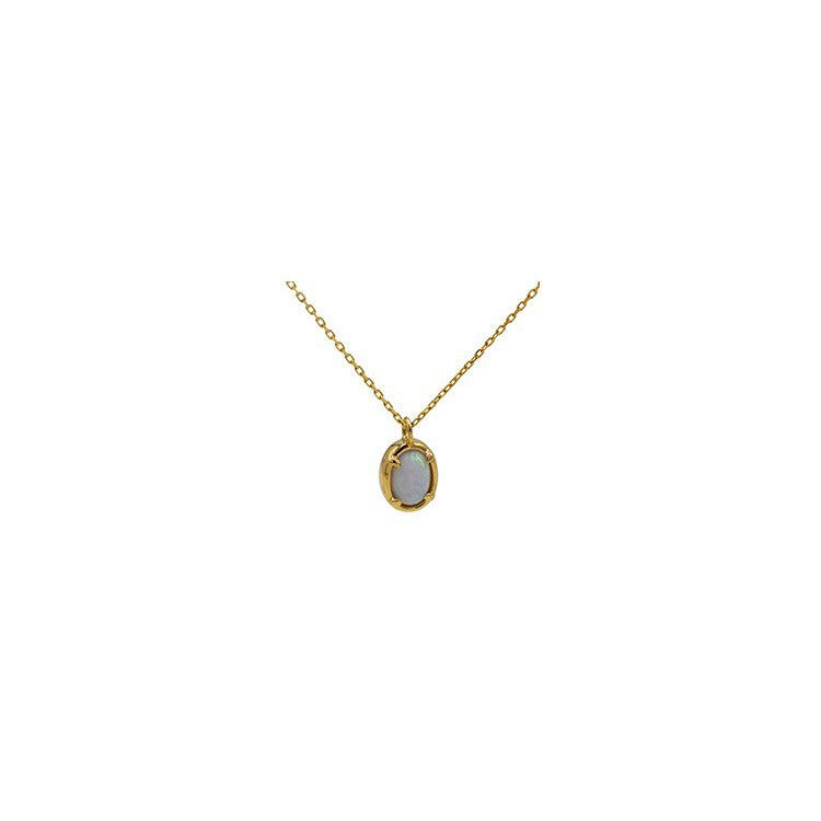 Colar em aço inoxidável hipoalergénico dourado com opala sintética