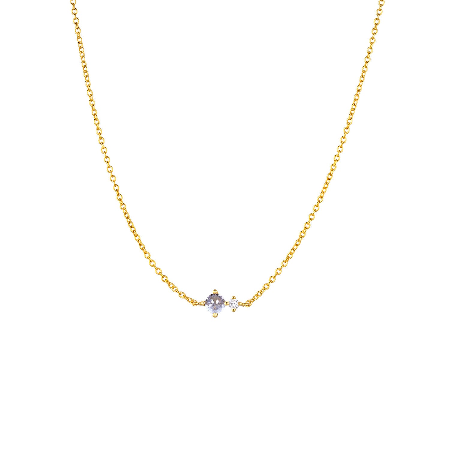 Colar dourado com zircónia em tom claro
