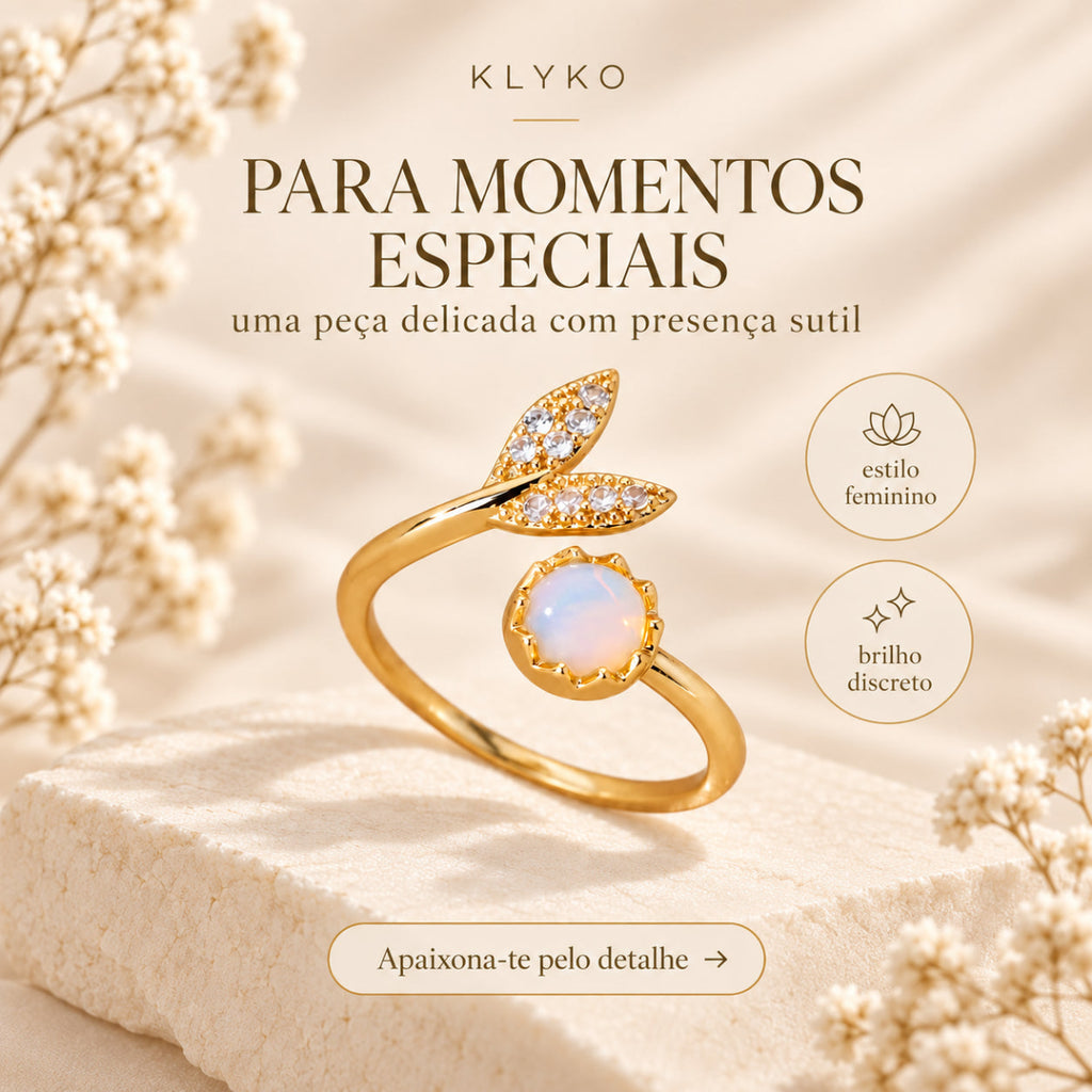 Anel FLORA com estilo feminino e brilho discreto para diferentes ocasiões