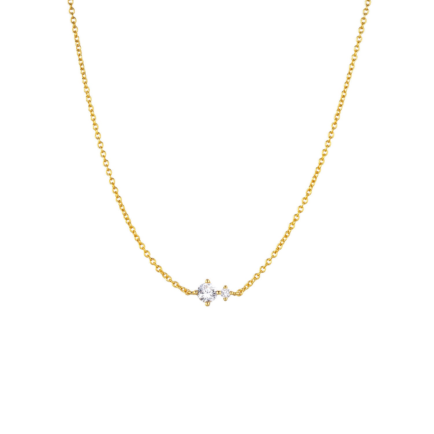 Colar Clara dourado com zircónia bege champagne - mês de Novembro