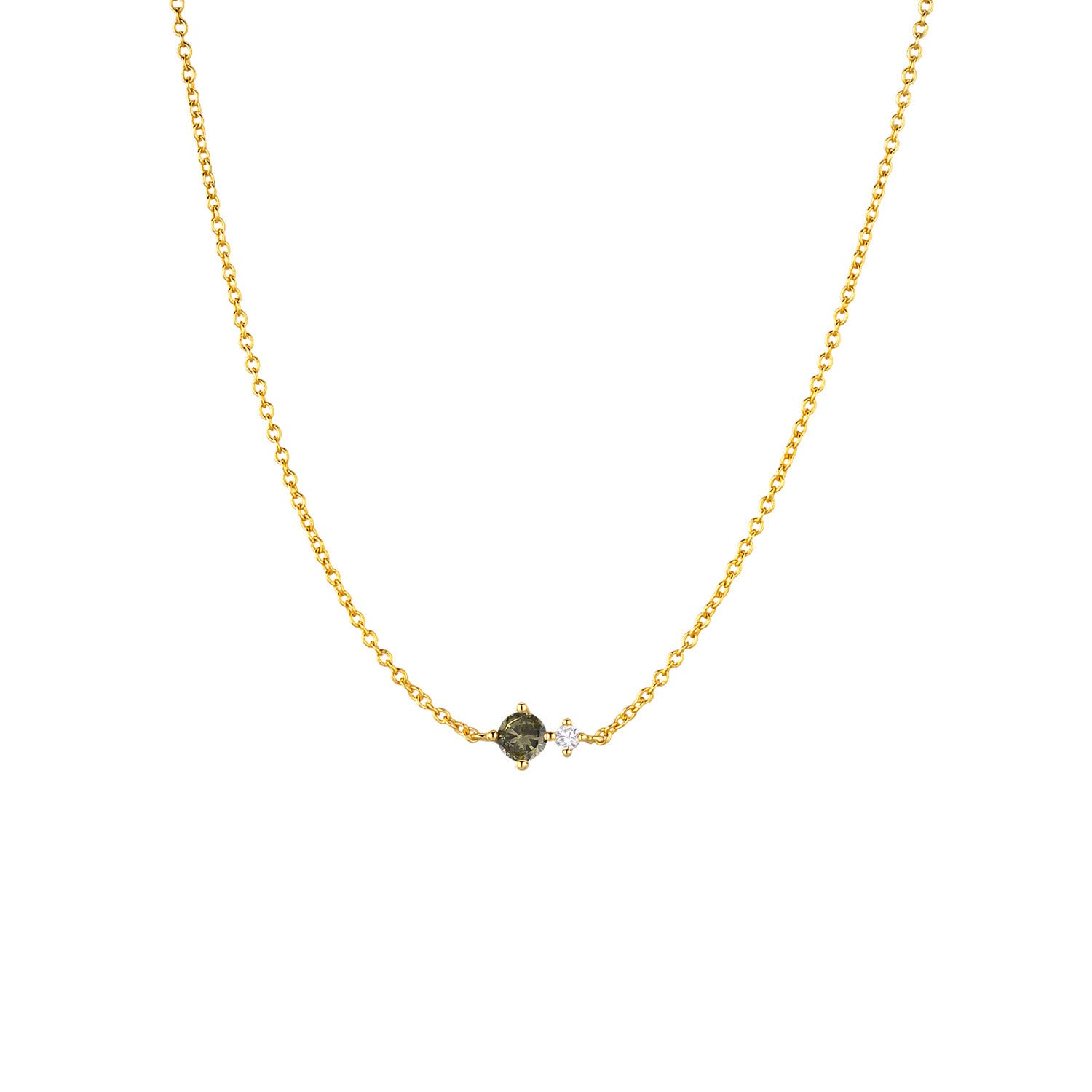 Colar dourado com zircónia em tom verde-escuro