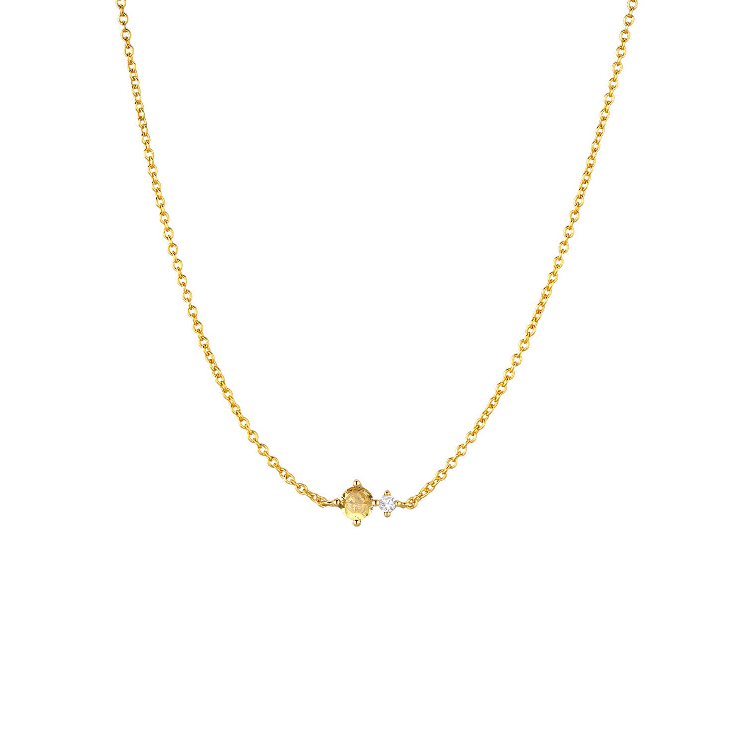 Colar dourado com zircónia em tom amarelo-dourado