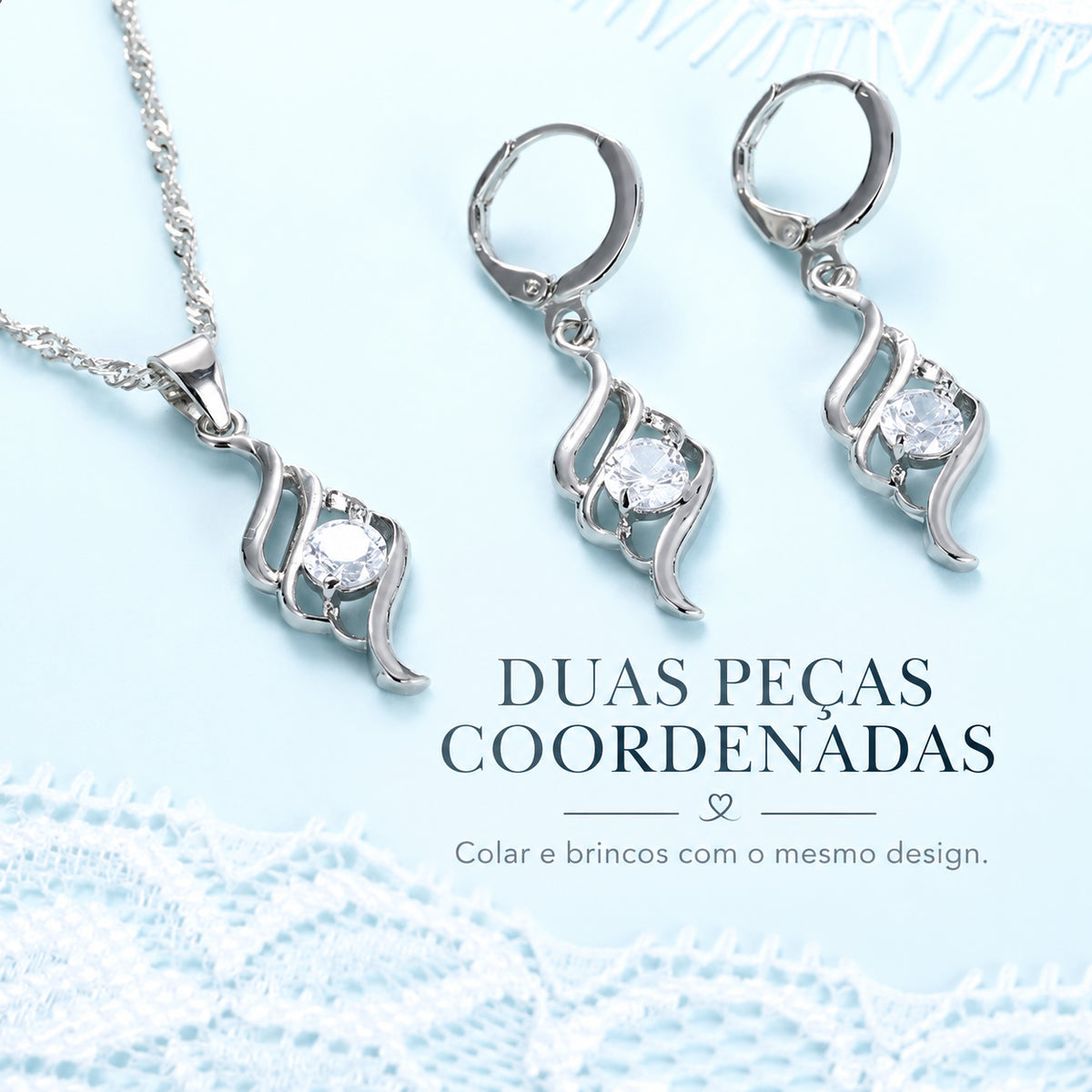 Conjunto LYRA de duas peças coordenadas com colar e brincos