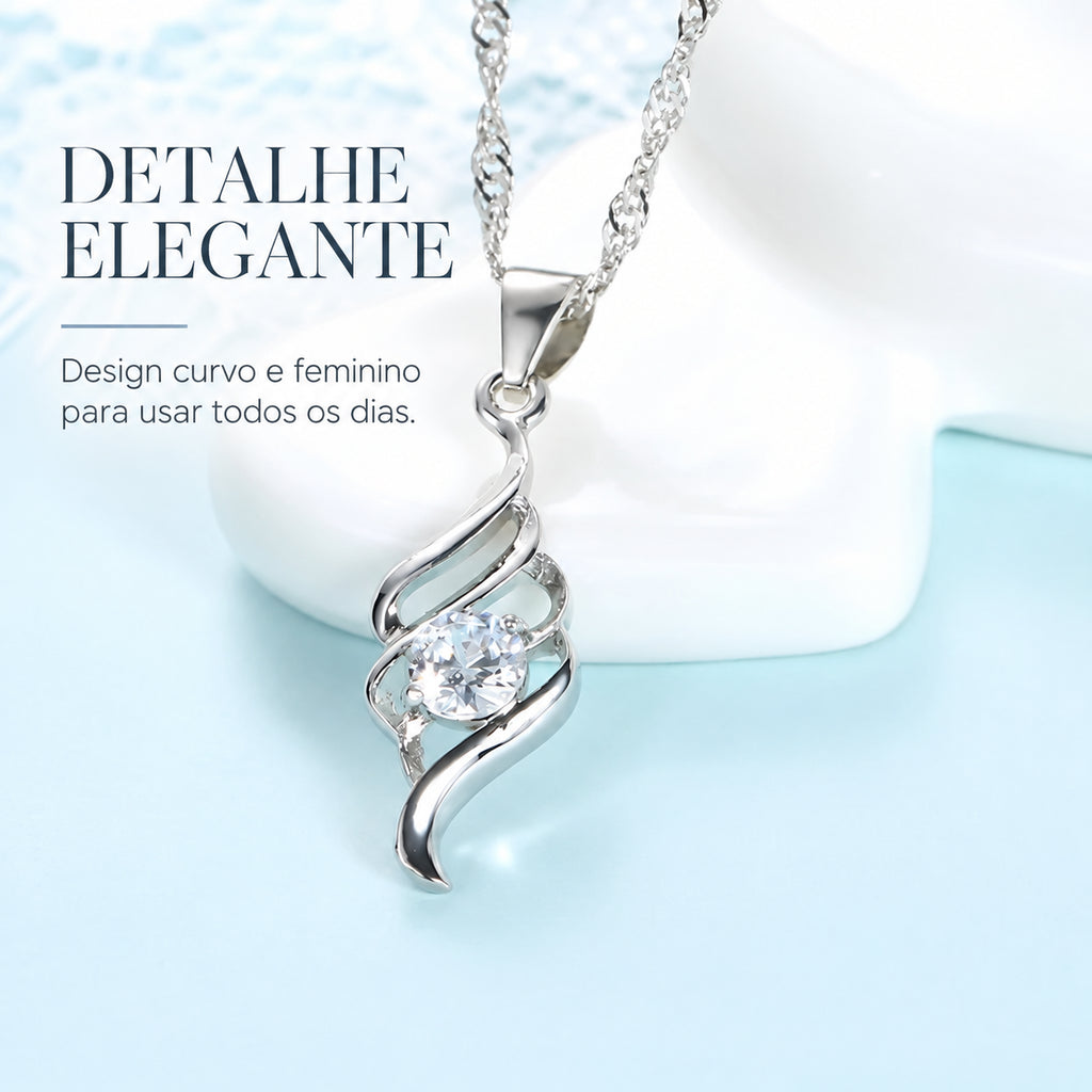 Pendente do Colar LYRA com design curvo e zircónia