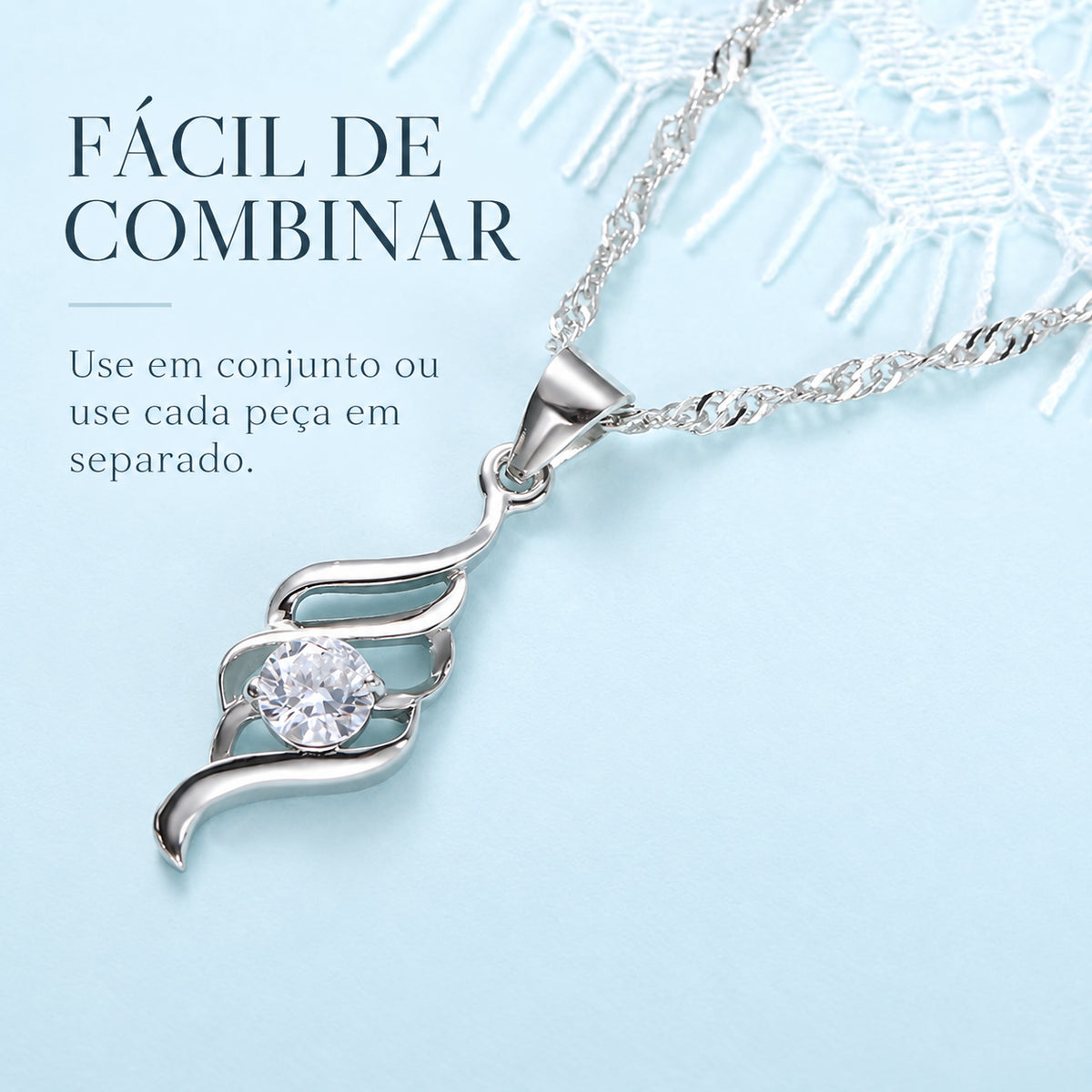 Colar LYRA com design curvo e acabamento prateado