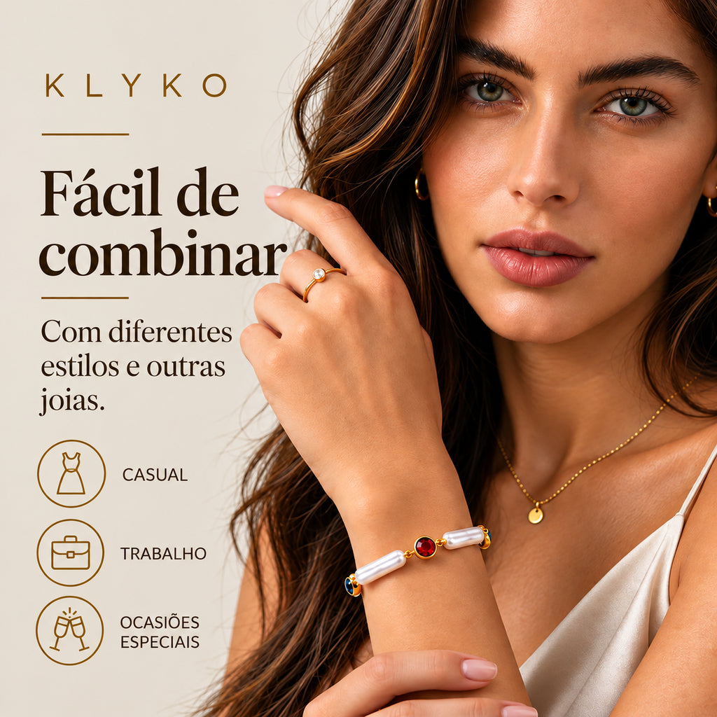 Detalhe do fecho lagosta e da extensão ajustável da Pulseira NARA dourada.