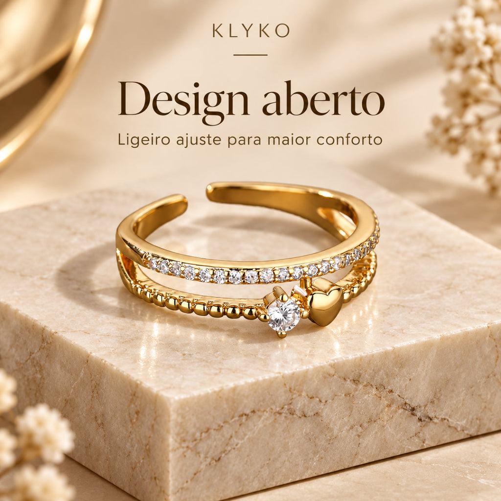 Anel RUBY com formato aberto de ligeiro ajuste e design dourado de aro duplo