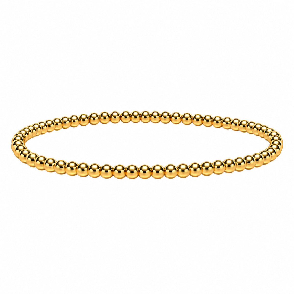 Pulseira LINA dourada em aço inoxidável com contas redondas de 3 mm em fundo branco
