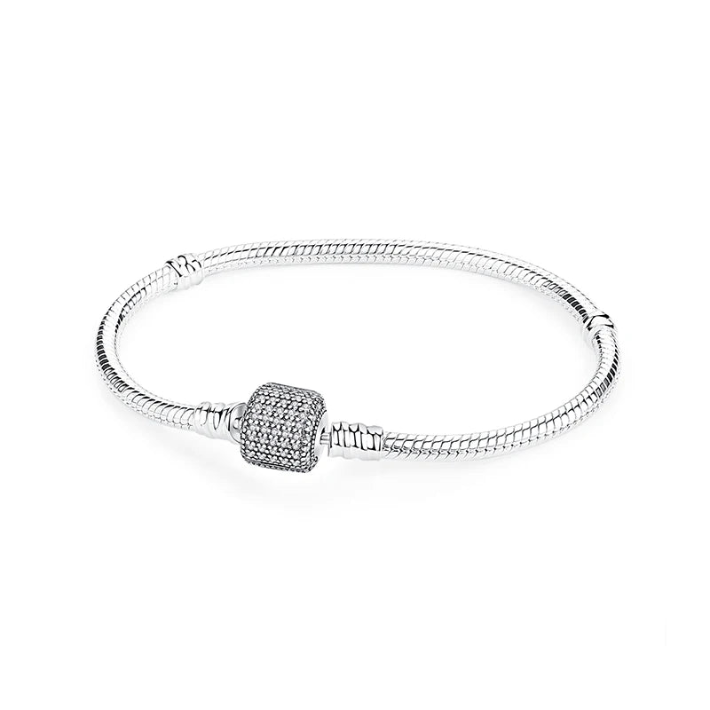 Pulseira snake em aço inoxidavel com detalhes brilhantes