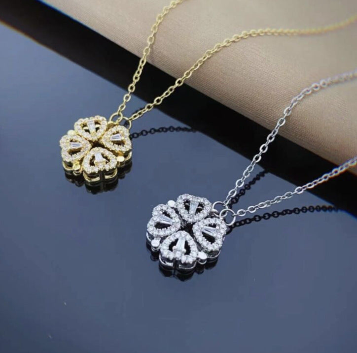 Conjunto Colar LUCKY dourado e prateado com pendente transformável