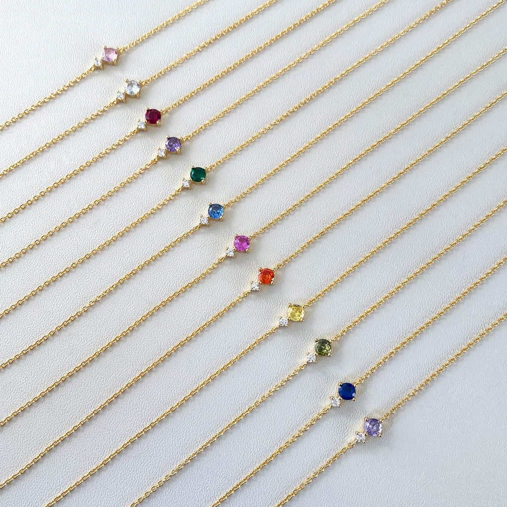 Coleção Colar Clara - 12 cores de zircónia inspiradas nos meses do ano