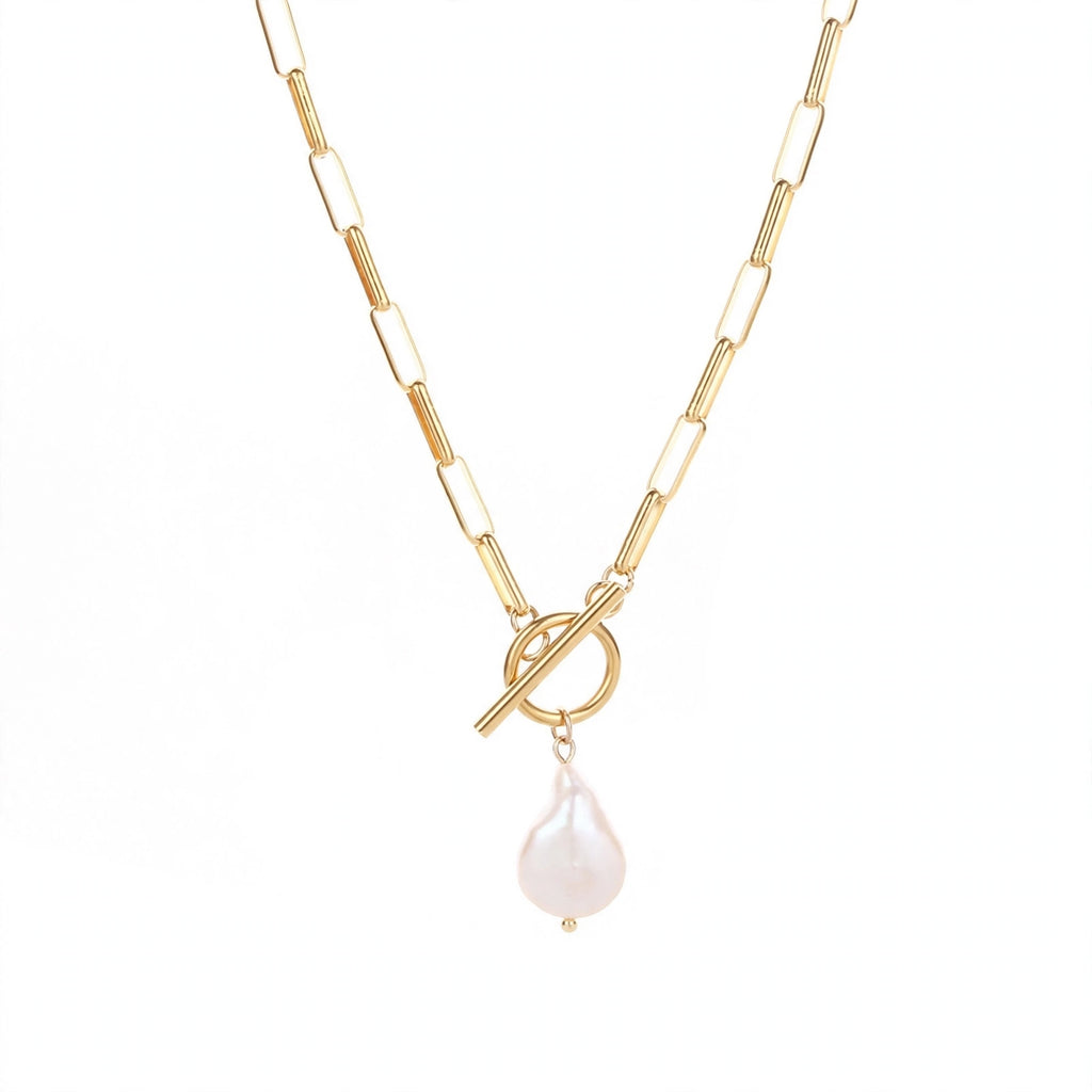 Colar IRIS dourado com pendente em pérola sintética